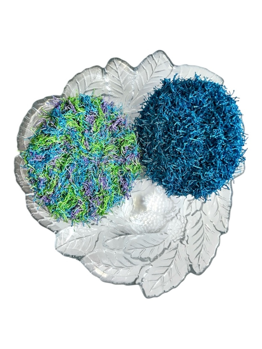 Hand Crafted Colorful Kitchen Dish Scrubbing Pads Crochet Polyester Lot of Two